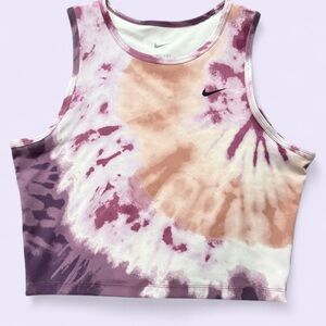 Nike Dri-FIT Tie Dye Crop Tank Top Women’s Medium Pink Cream
